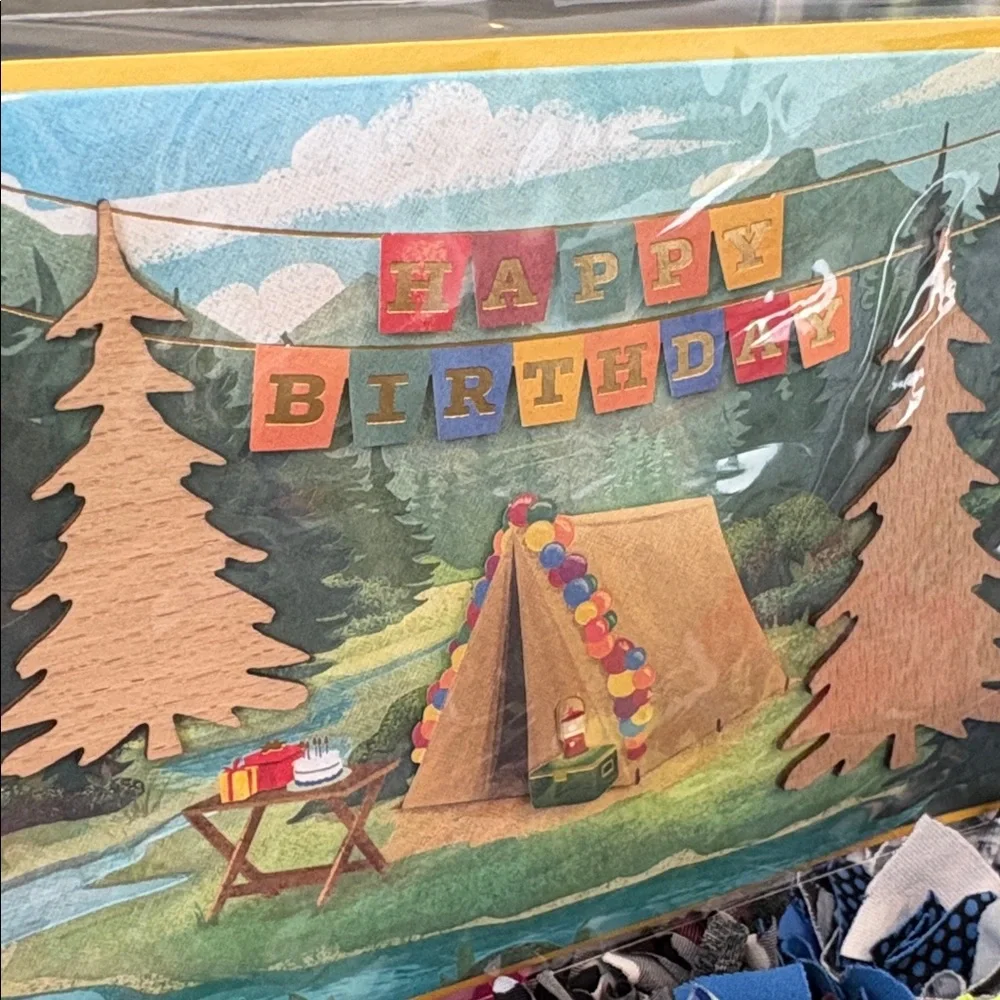 🆕Papyrus Laser Cut Camping Scene Birthday Greeting Card